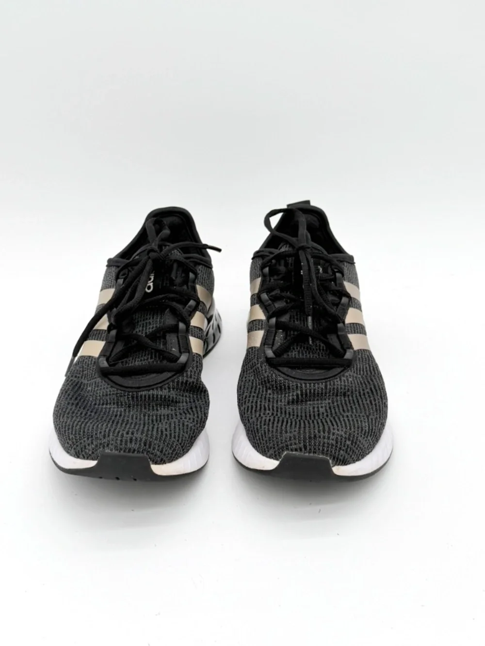 adidas Kaptir Super Womens Running Shoes Size 8.5 Black Champagne Gold Sneakers